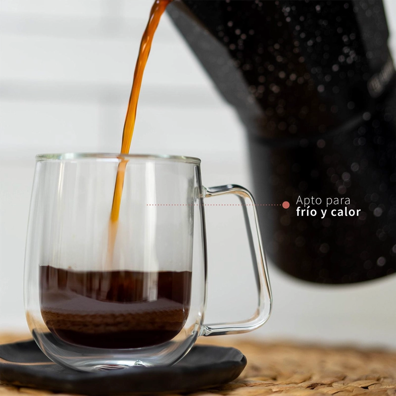 SET 4 TAZAS MUG DE VIDRIO DOBLE PARED 300 ML SIMPLIT - 6