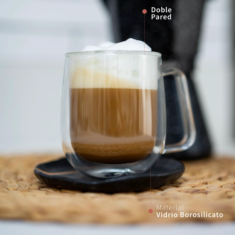 SET 4 TAZAS MUG DE VIDRIO DOBLE PARED 300 ML SIMPLIT - 8