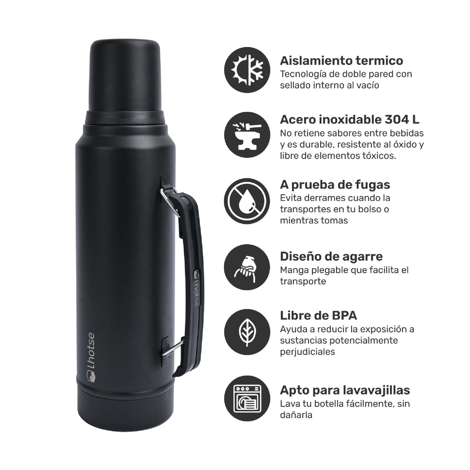 TERMO LIQUIDO CLASSIC 1.3 LTS + MATE BOMBILLA BLACK LHOTSE - 4