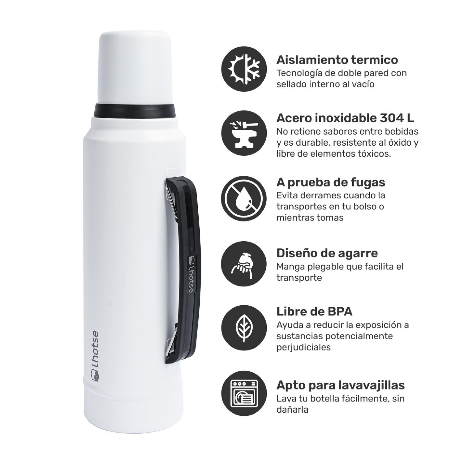 TERMO LIQUIDO CLASSIC 1.3 LTS + MATE BOMBILLA WHITE LHOTSE - 4