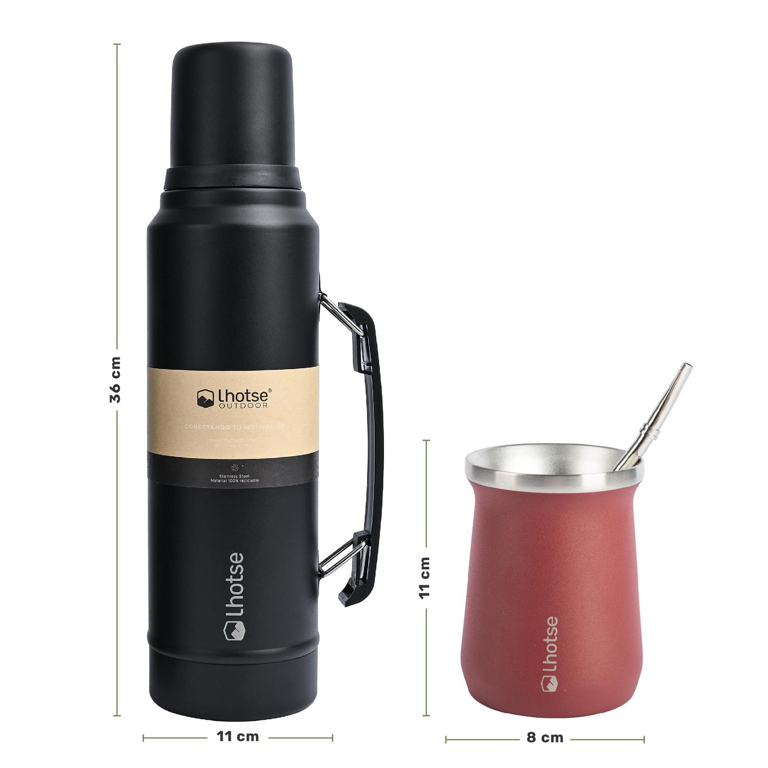TERMO LIQUIDO CLASSIC BLACK 1.3 LTS + MATE BOMBILLA RED - 5