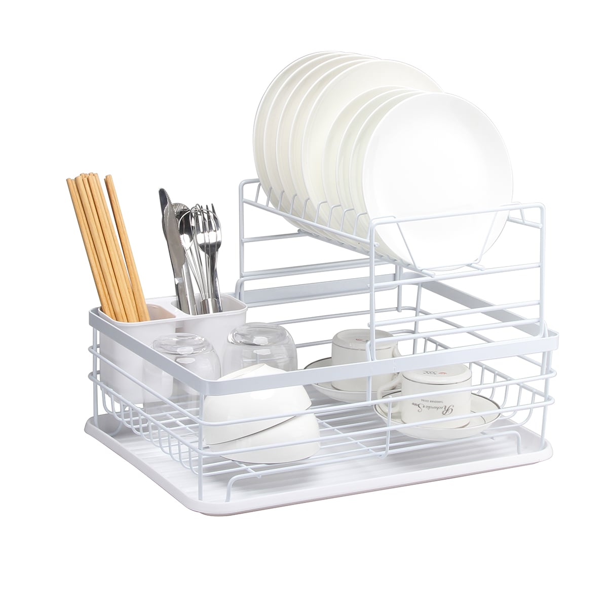 SECAPLATOS ESCURRIDOR 2 NIVELES ACERO INOX BLANCO SIMPLIT - 1
