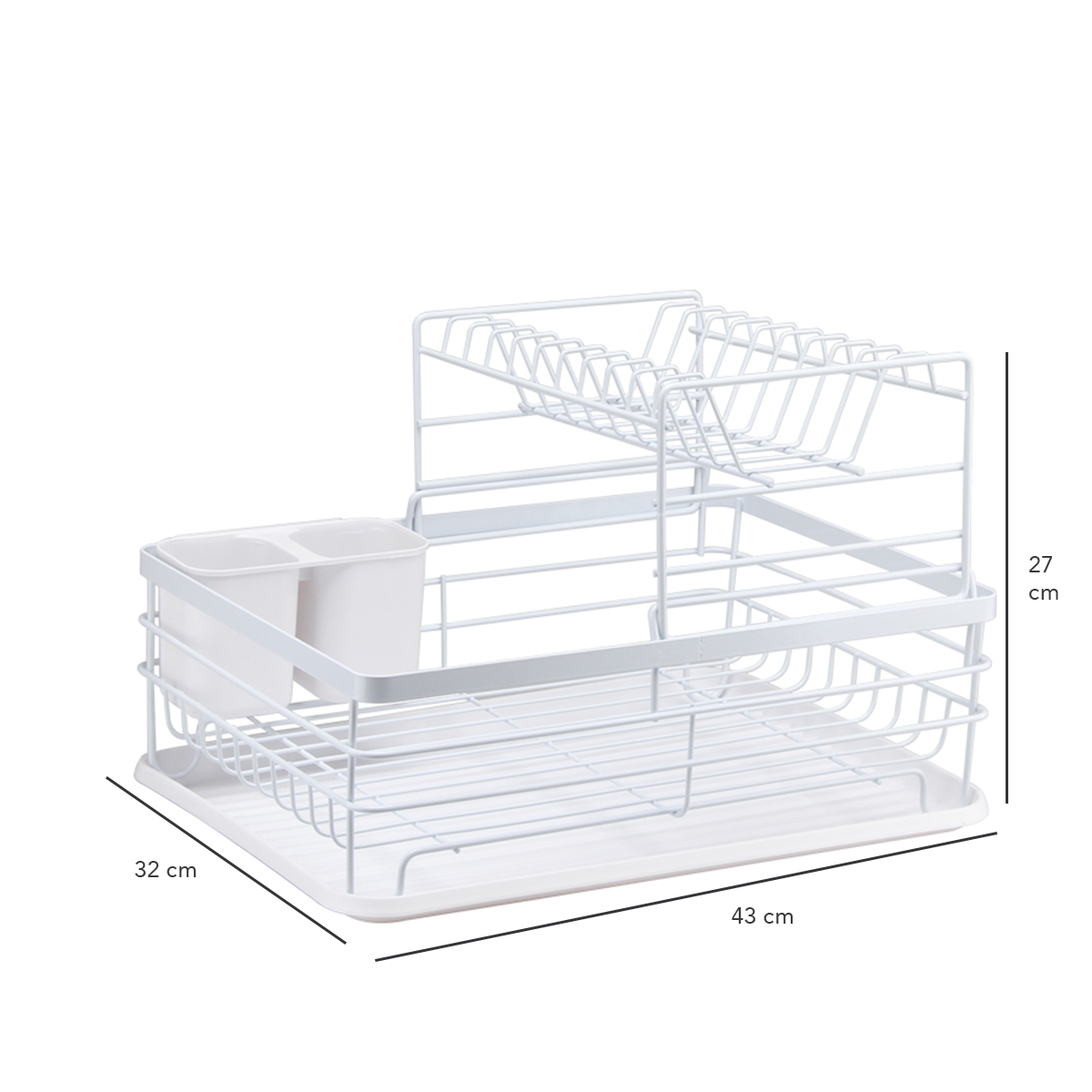 SECAPLATOS ESCURRIDOR 2 NIVELES ACERO INOX BLANCO SIMPLIT - 3