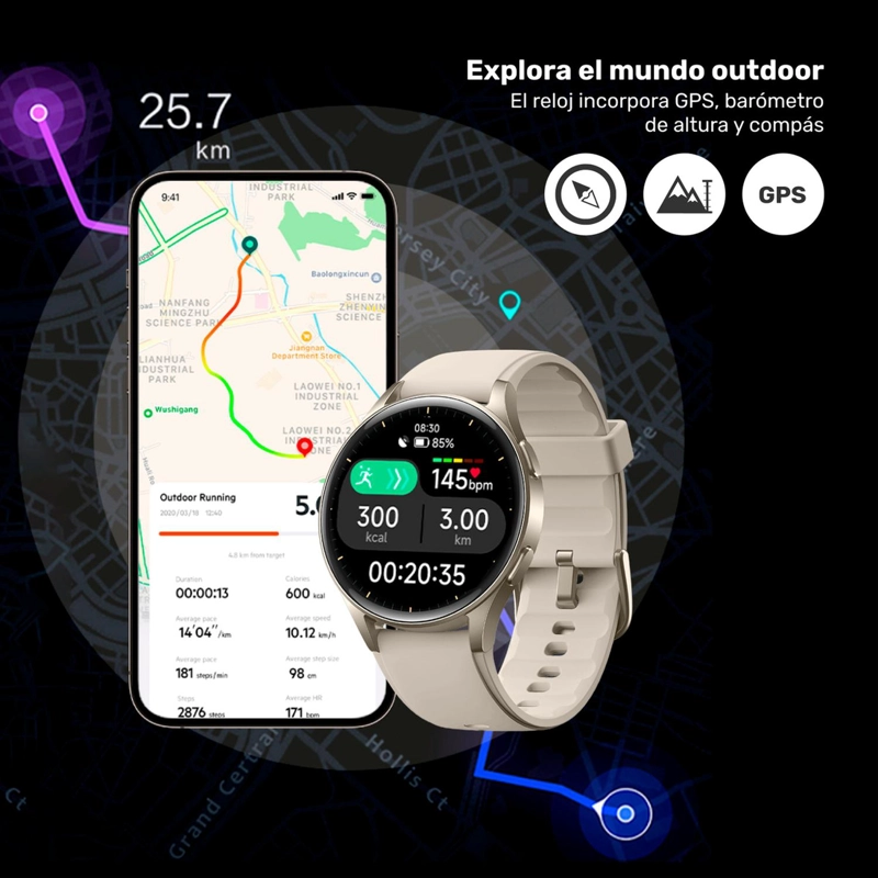 SMARTWATCH LHOTSE VIBE 05 42MM CREMA GPS - 5