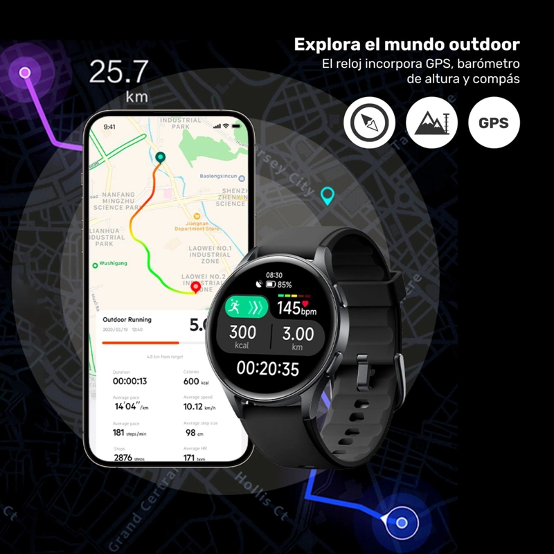 SMARTWATCH LHOTSE VIBE 05 45MM NEGRO - 5