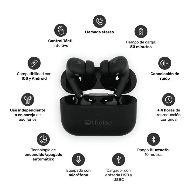 AUDÍFONOS LHOTSE RM7 PRO BLUETOOTH NEGRO - 3