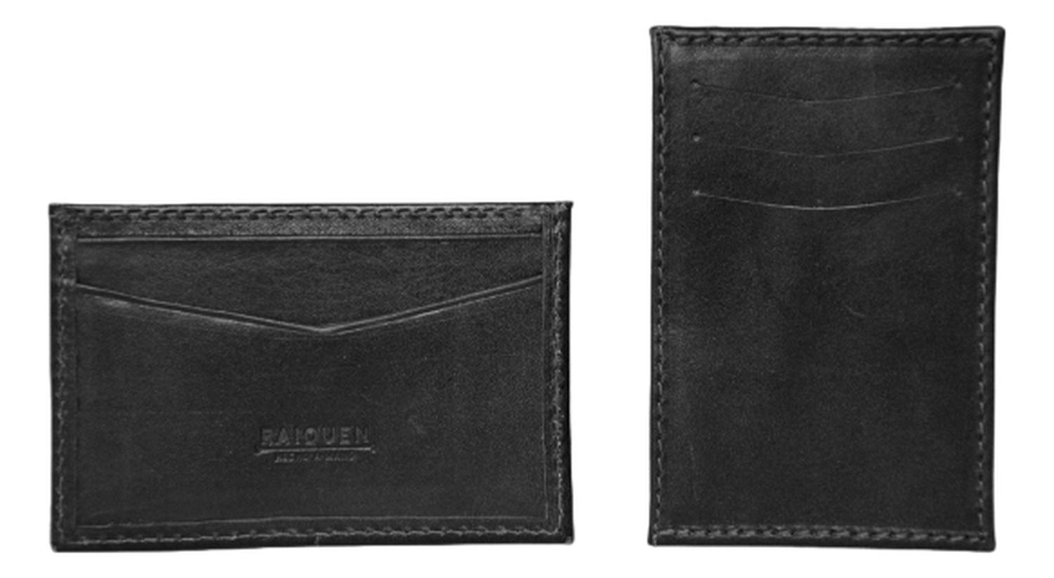 BILLETERA TARJETERO NEGRO ICALMA HECHA A MANO RAIQUEN - 3