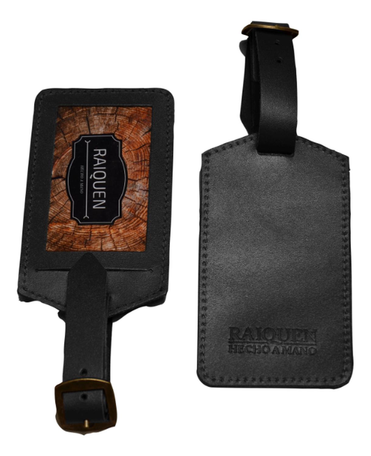 IDENTIFICADOR PARA EQUIPAJE CUERO NEGRO HECHO A MANO RAIQUEN - 3