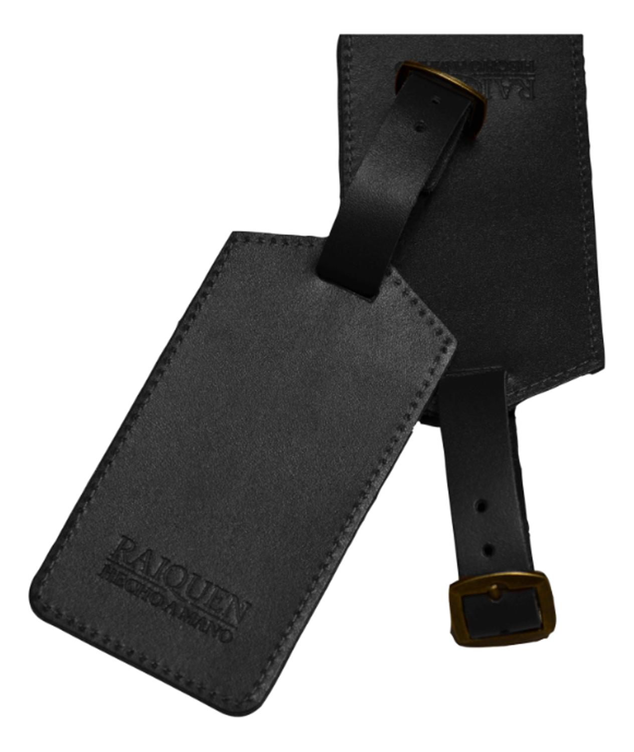 IDENTIFICADOR PARA EQUIPAJE CUERO NEGRO HECHO A MANO RAIQUEN - 4