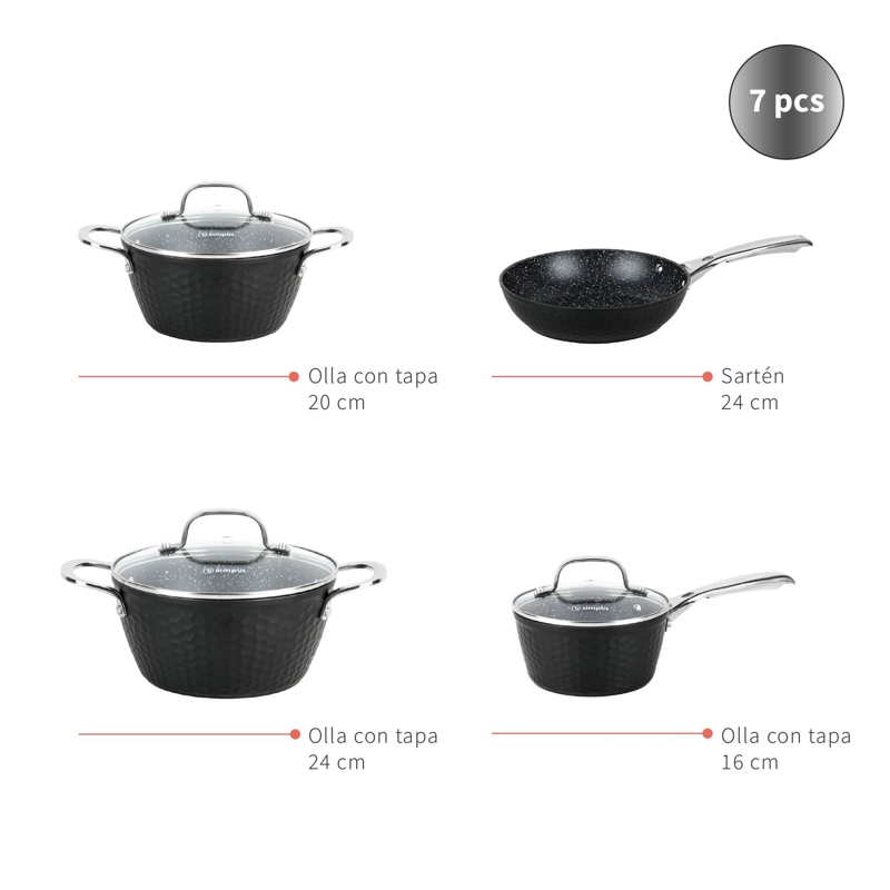 BATERIA DE COCINA ANTIADHERENTE BLACK COPPER 7 PZS SIMPLIT - 4