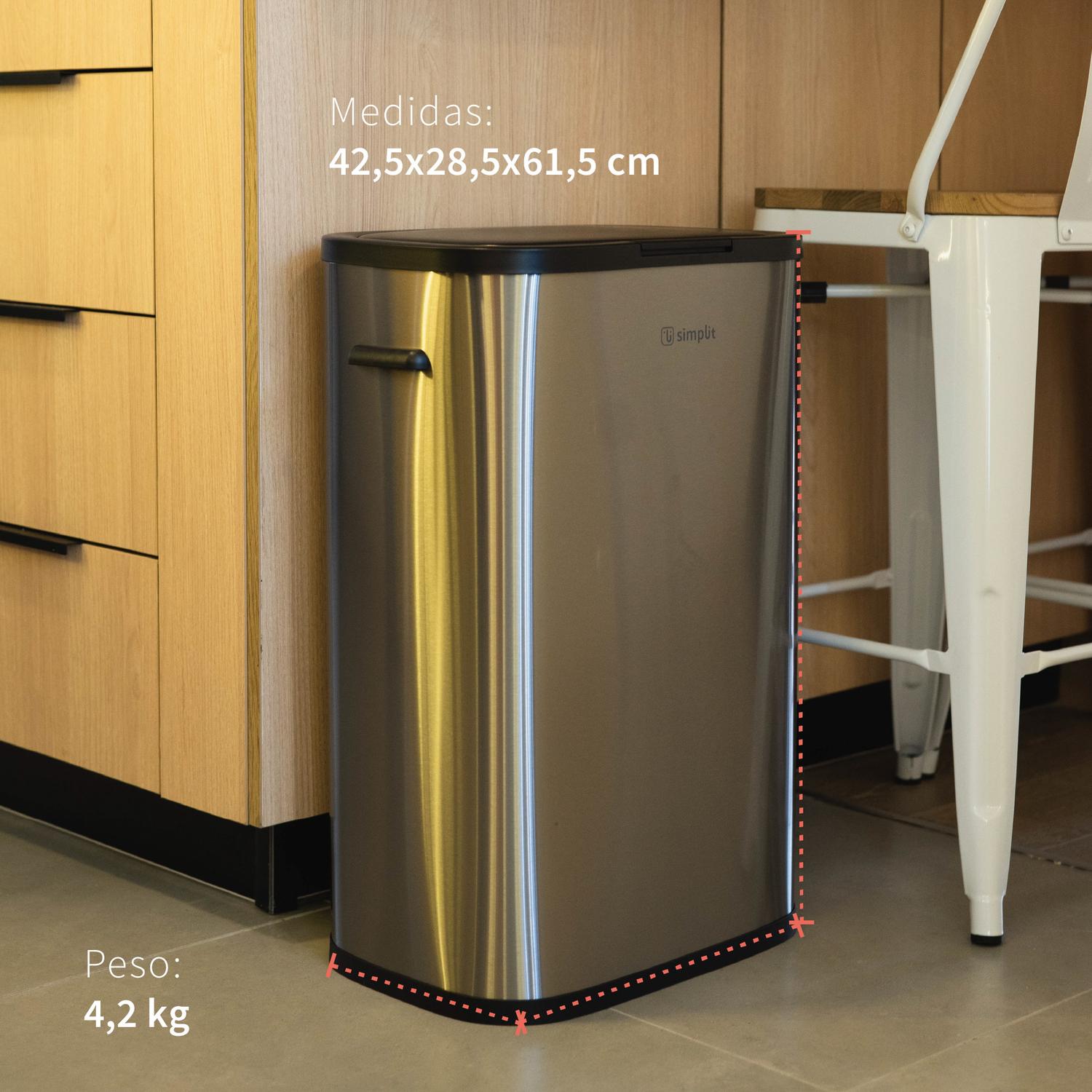 BASURERO COCINA HANDY 55LTS TACTIL ACERO INOX SIMPLIT - 4