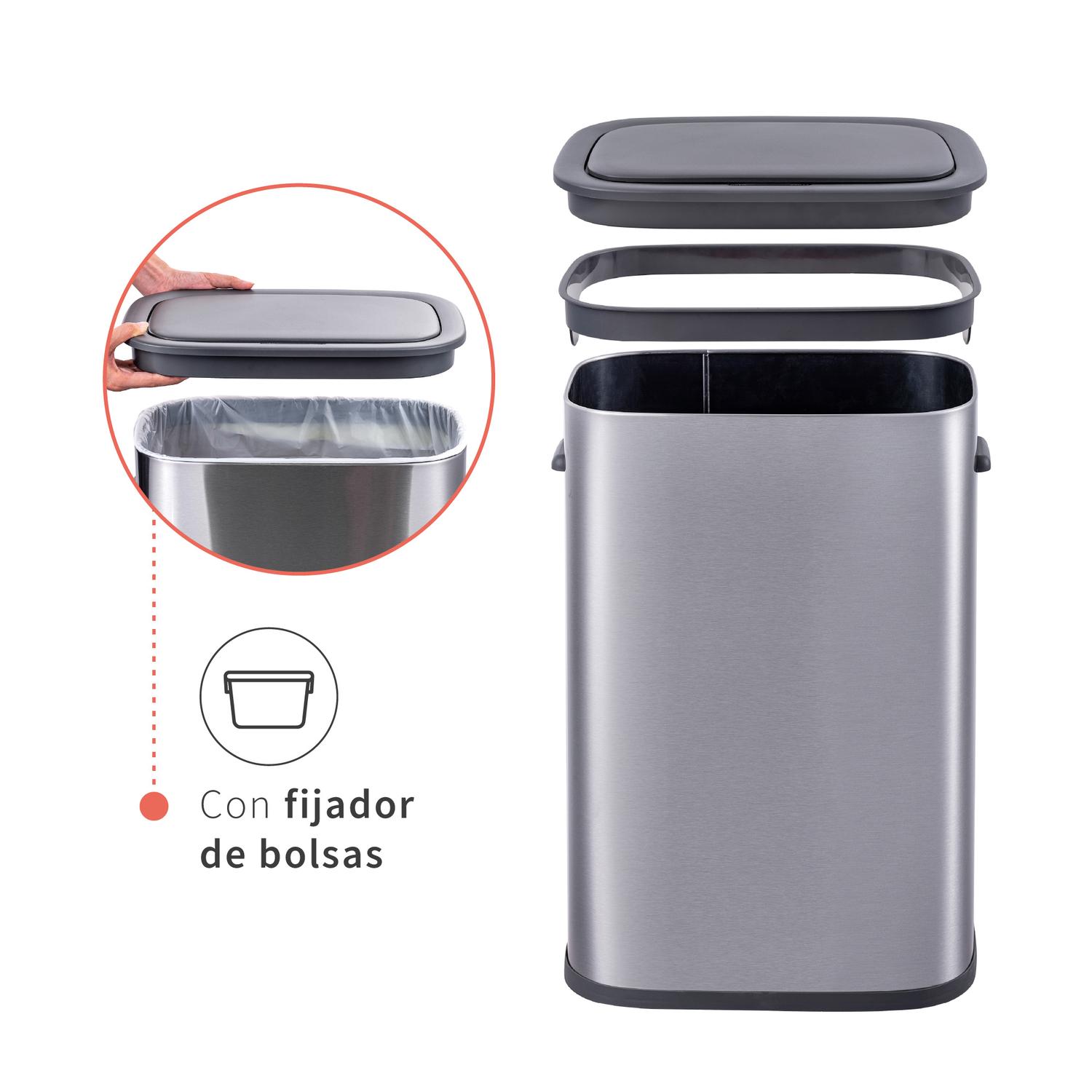 BASURERO COCINA HANDY 55LTS TACTIL ACERO INOX SIMPLIT - 7