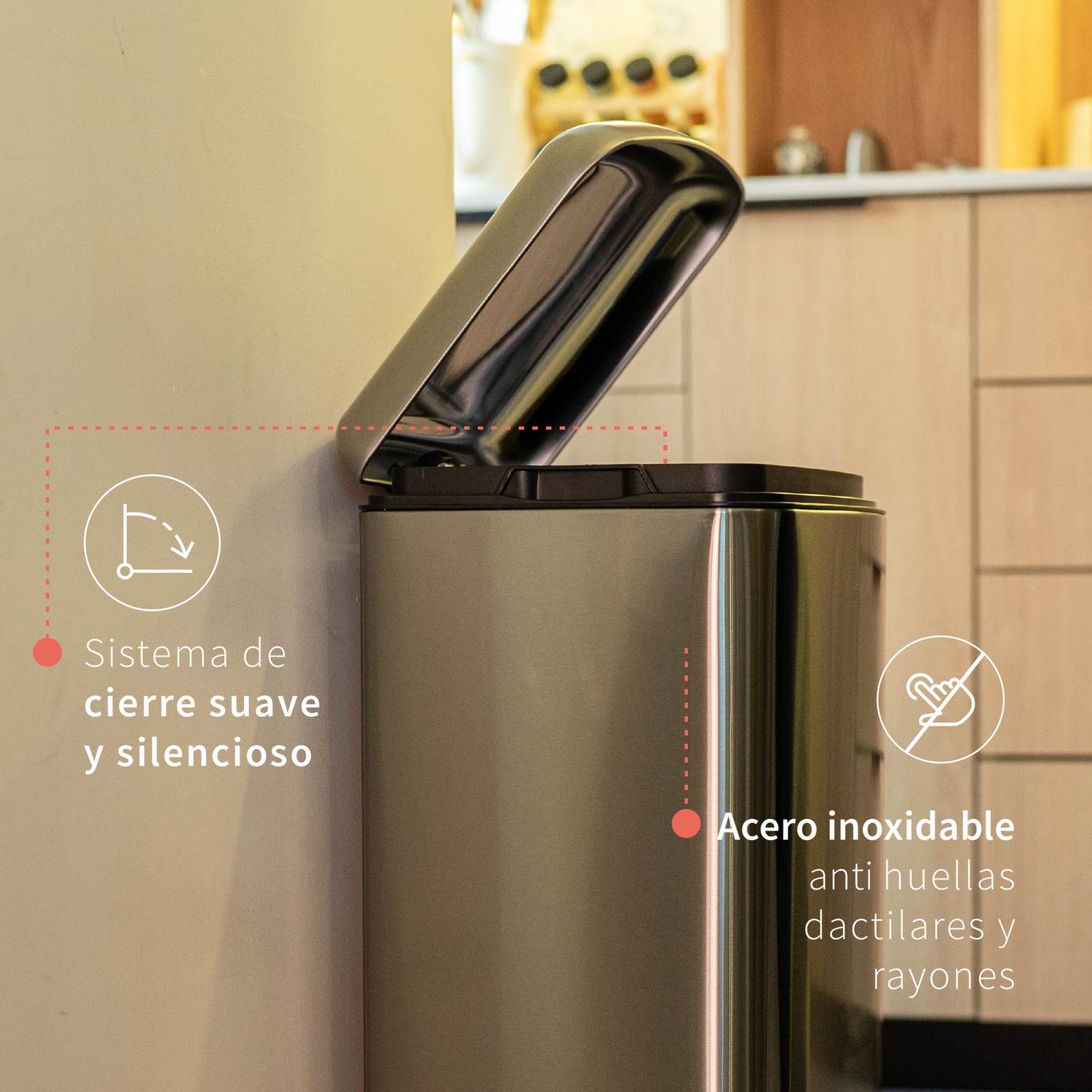BASURERO COCINA IRON 40LTS PEDAL ACERO INOX SIMPLIT - 3