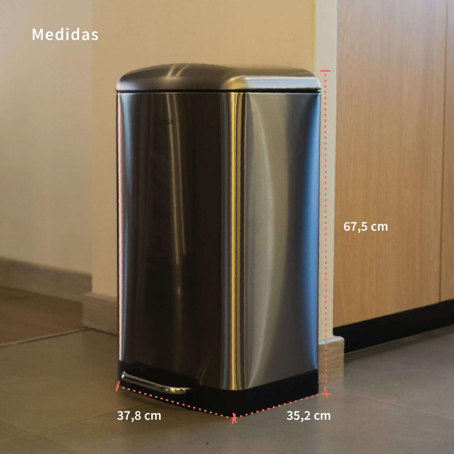 BASURERO COCINA IRON 40LTS PEDAL ACERO INOX SIMPLIT - 4