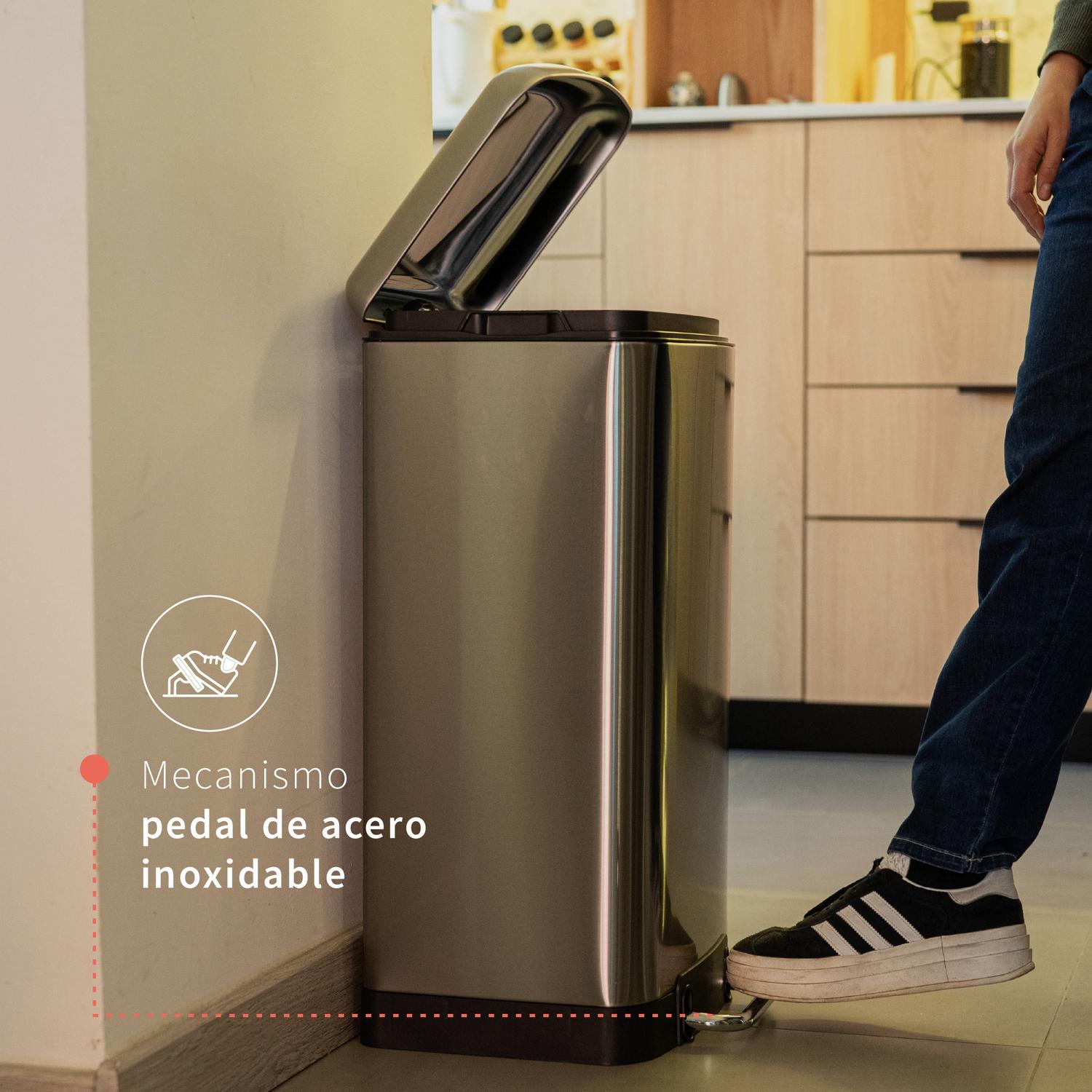 BASURERO COCINA IRON 40LTS PEDAL ACERO INOX SIMPLIT - 5