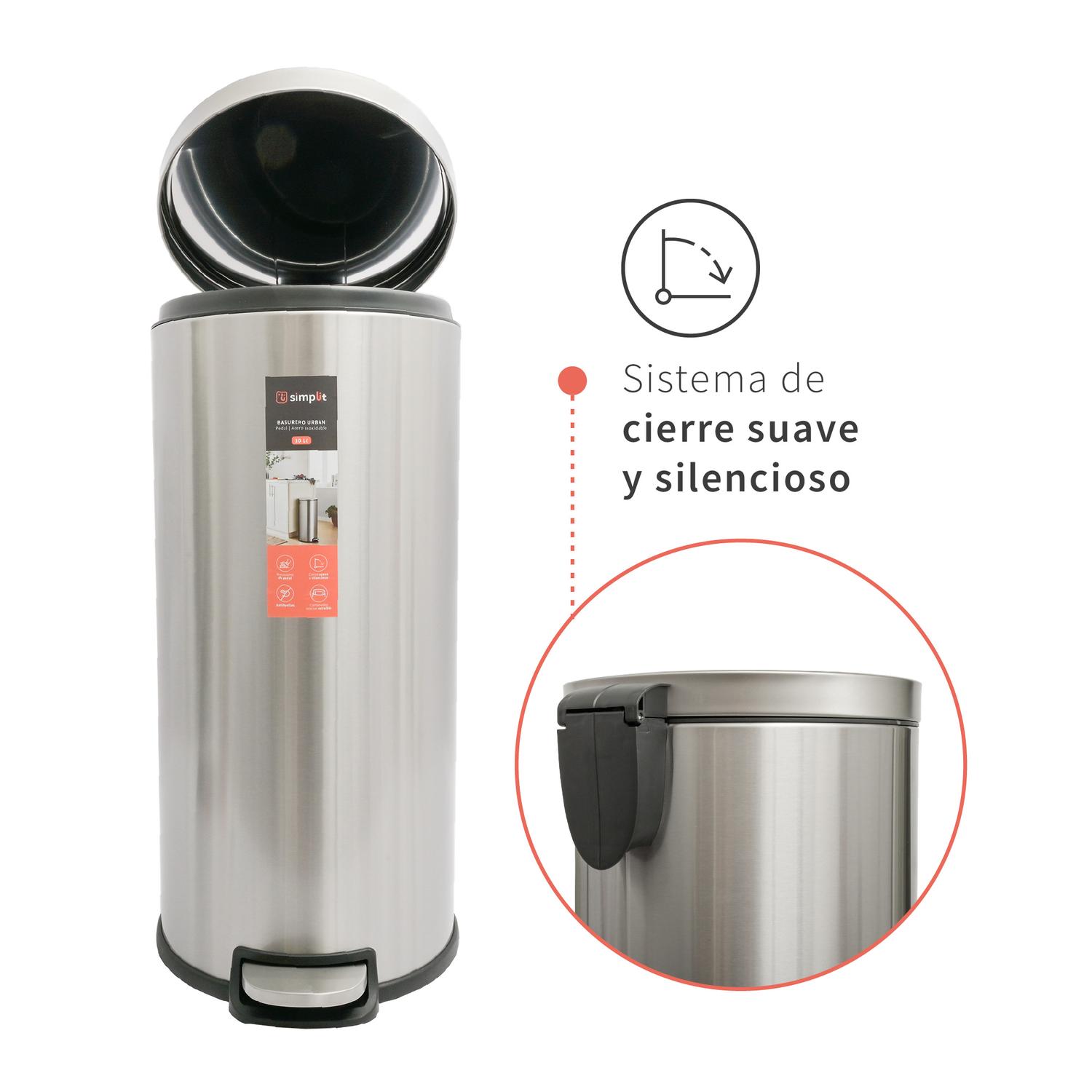 BASURERO COCINA URBAN 30LTS PEDAL ACERO INOX SIMPLIT - 3