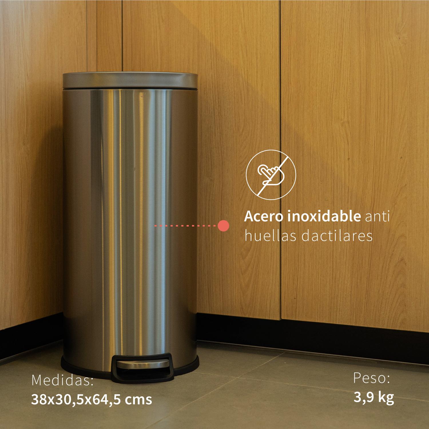 BASURERO COCINA URBAN 30LTS PEDAL ACERO INOX SIMPLIT - 4