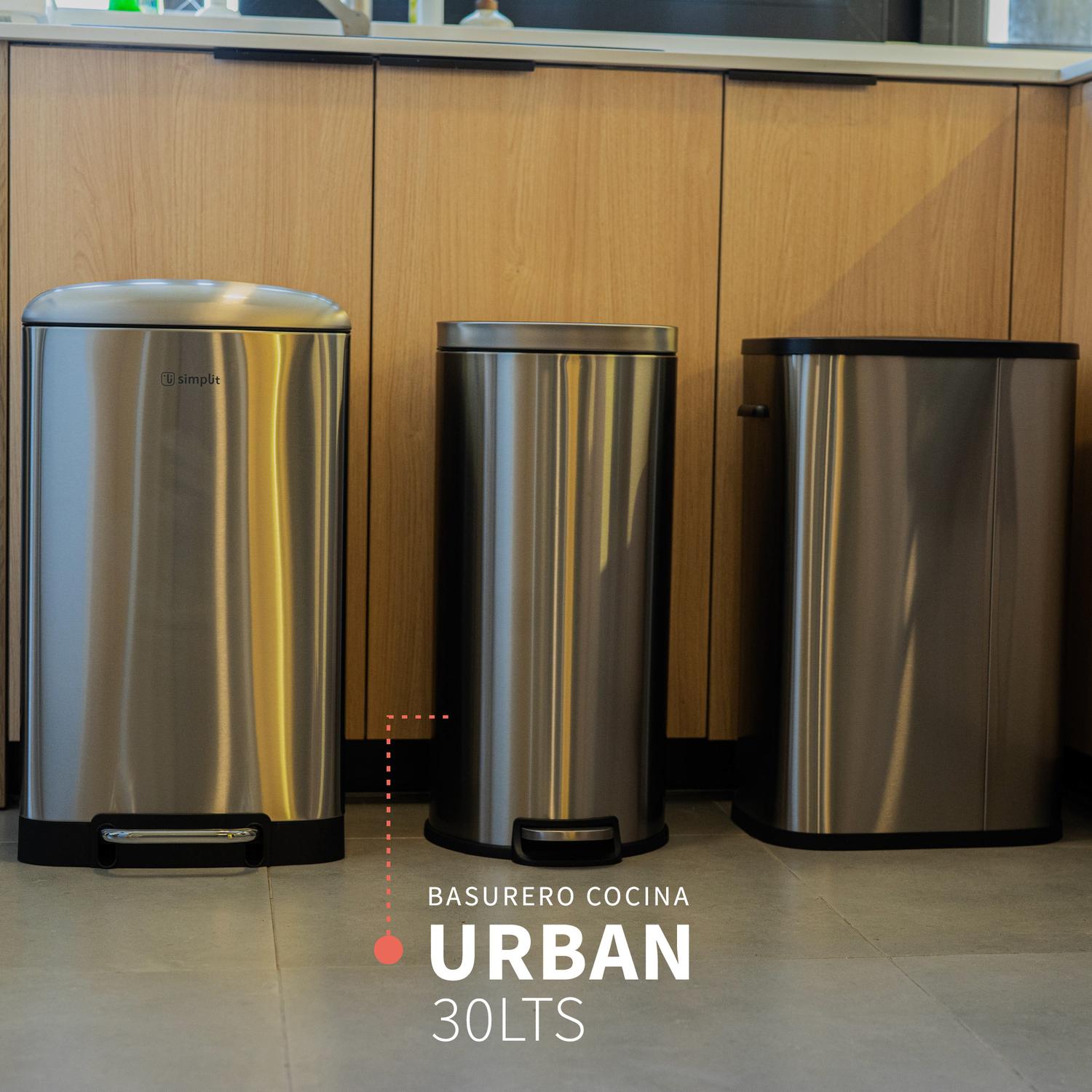 BASURERO COCINA URBAN 30LTS PEDAL ACERO INOX SIMPLIT - 8