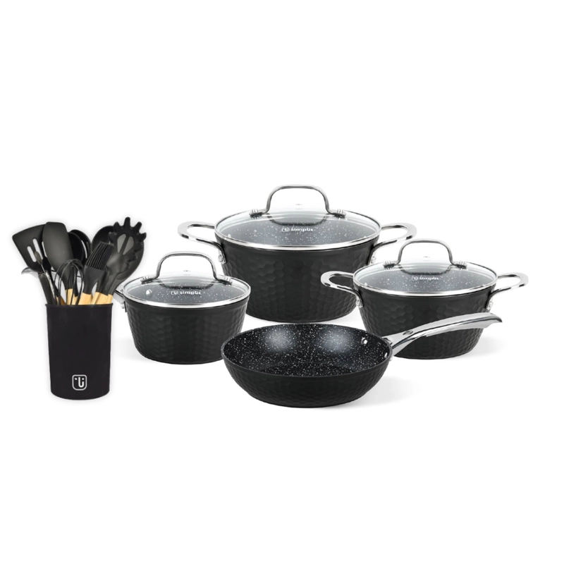 PACK BATERÍA COPPER 7PZ + SET 12 UTENSILIOS NEGRO SIMPLIT - 1