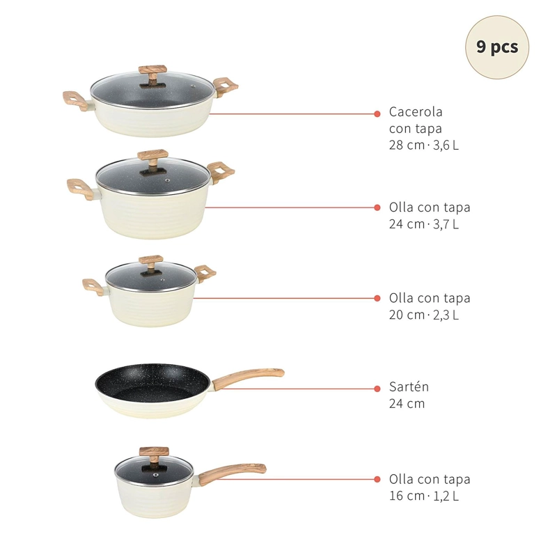 BATERIA COCINA SAVANNAH 9PZS + SET 12 UTENSILIOS CALIPSO - 7