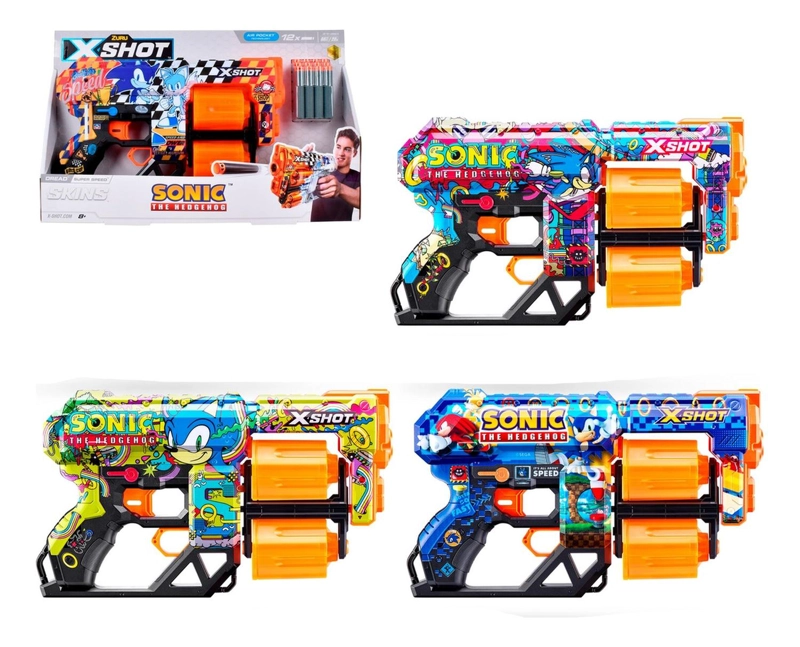 LANZADOR X-SHOT SKIN SONIC CON 12 DARDOS - 1