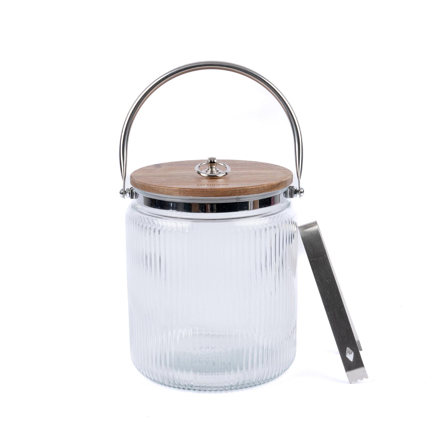 HIELERA VIDRIO CHARLOTTE TAPA MADERA 3,8LTS SIMPLIT - 1