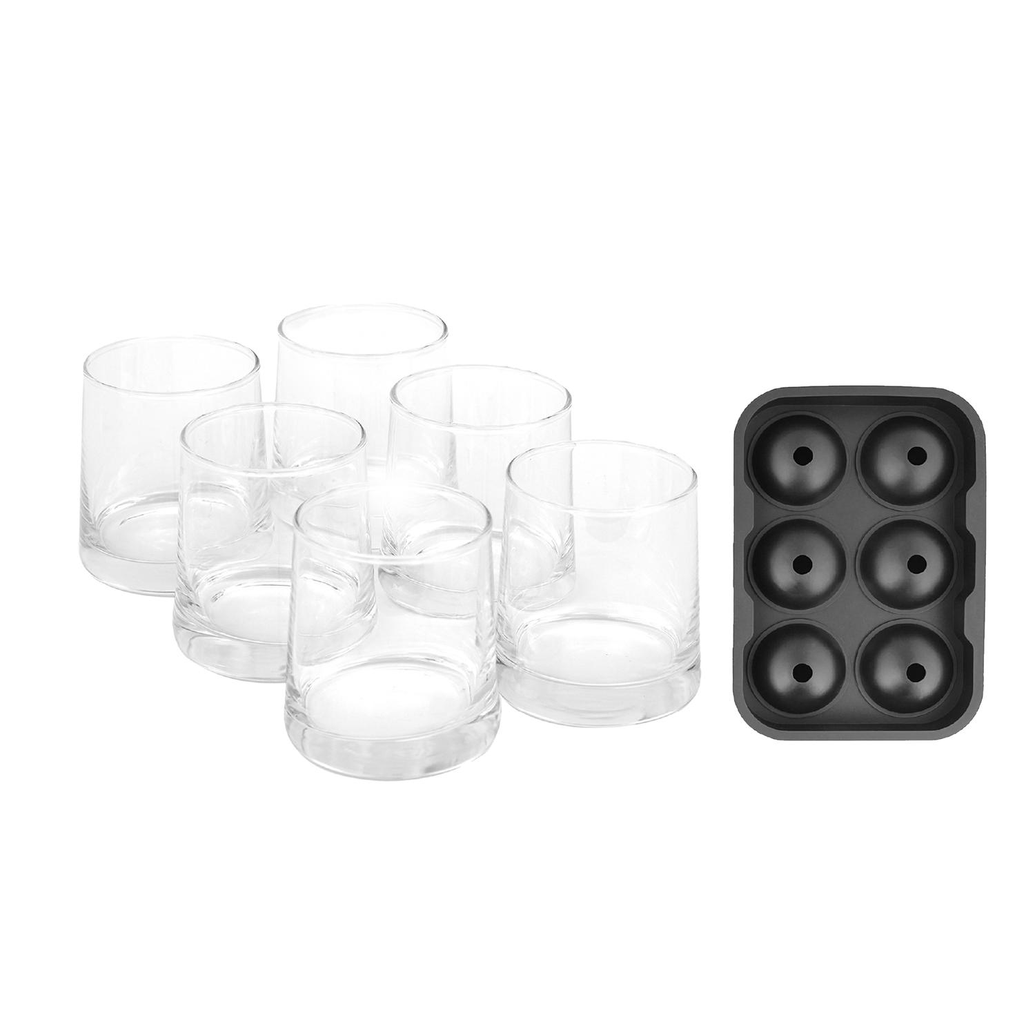 PACK 6 VASOS WHISKY KENTUCKY + CUBETA HIELOS REDONDOS - 1