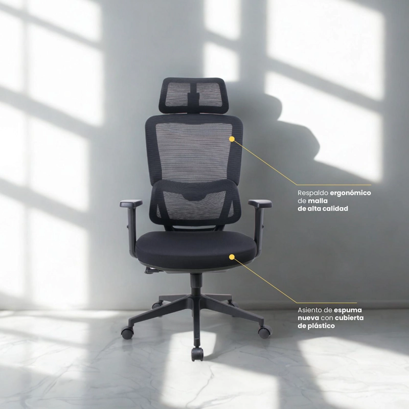SILLA ESCRITORIO OFICINA ERGONOMICA RECLINABLE ERGOTECH LEVO - 3
