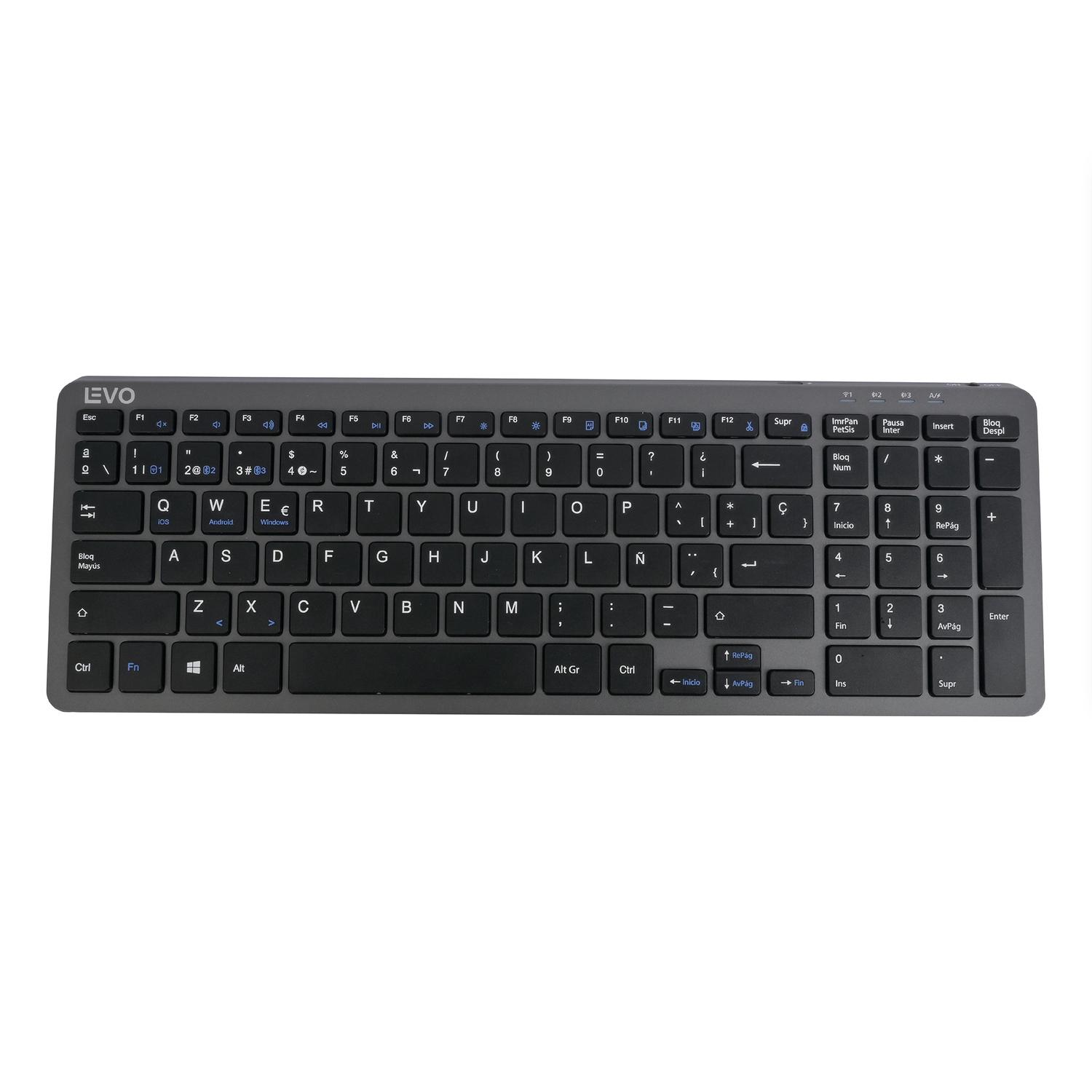TECLADO INALAMBRICO CYGNA SLIM GRAFITO LEVO - 1