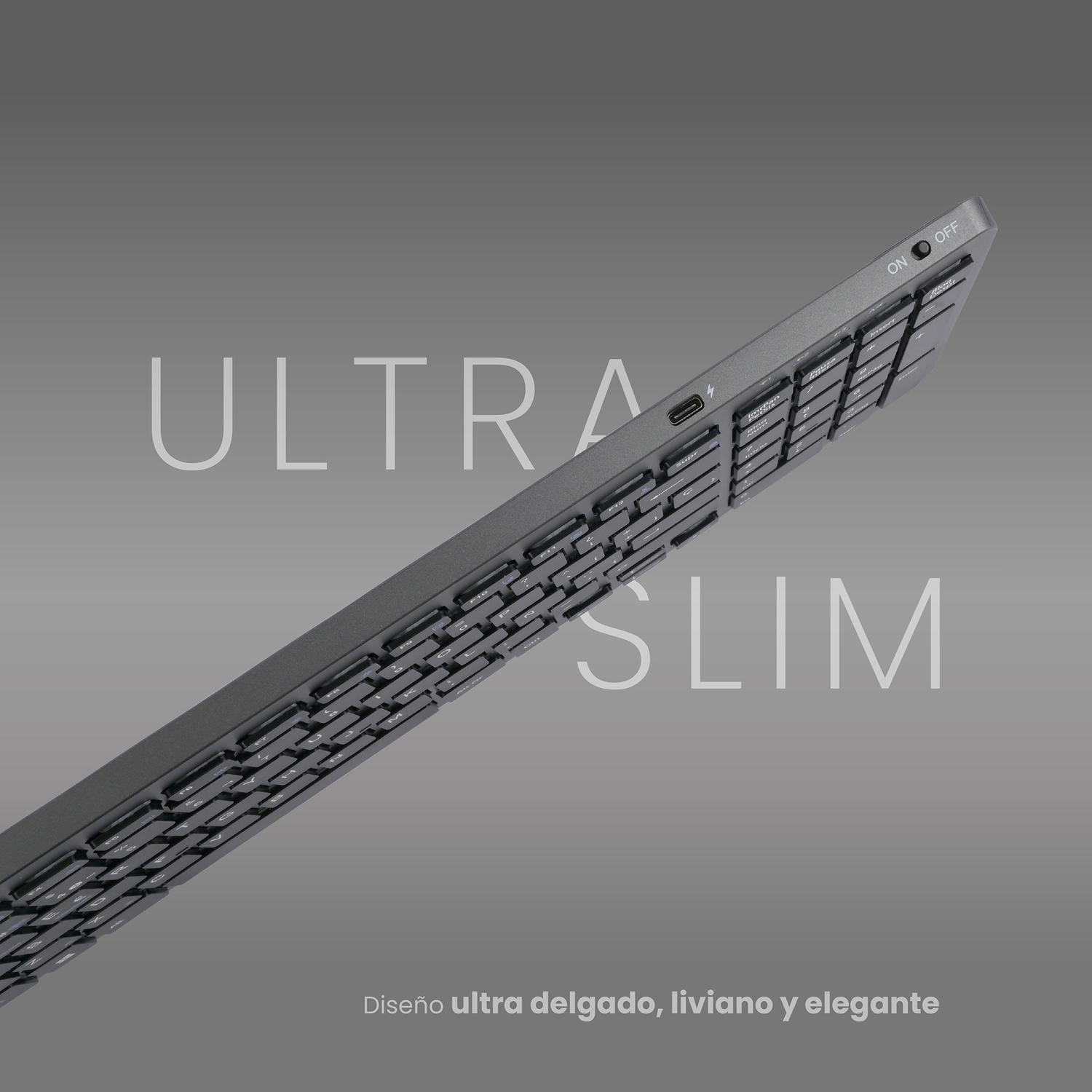 TECLADO INALAMBRICO CYGNA SLIM GRAFITO LEVO - 3