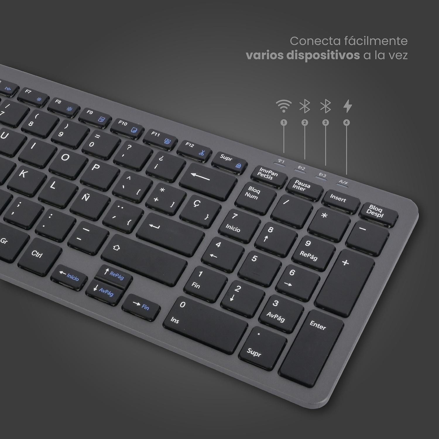 TECLADO INALAMBRICO CYGNA SLIM GRAFITO LEVO - 5