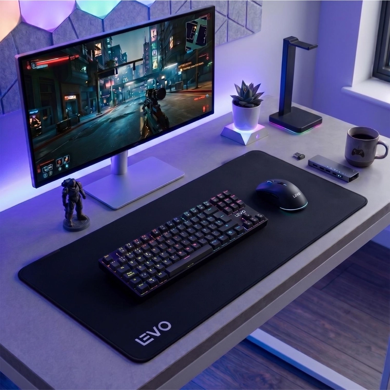 MOUSEPAD BATTLEMAT XXL 90X40 CM ANTIDESLIZANTE NEGRO LEVO - 2