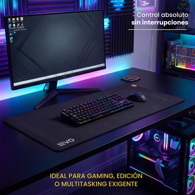 MOUSEPAD BATTLEMAT XXL 90X40 CM ANTIDESLIZANTE NEGRO LEVO - 3