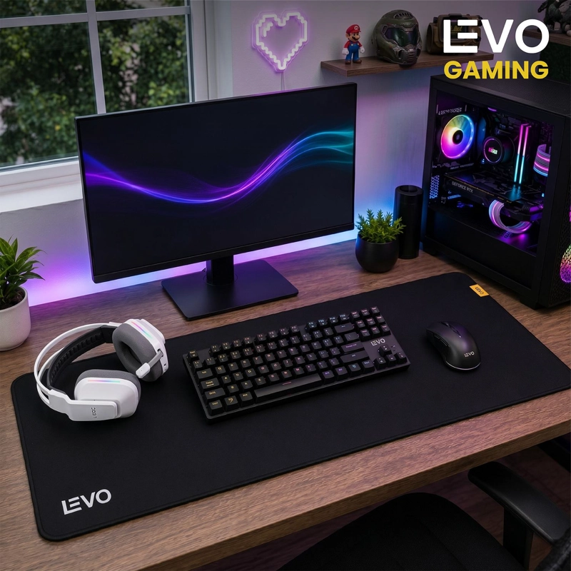 MOUSEPAD BATTLEMAT XXL 90X40 CM ANTIDESLIZANTE NEGRO LEVO - 8