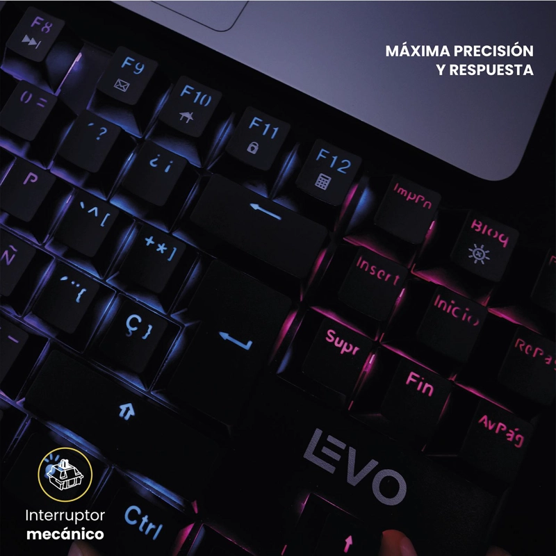 TECLADO GAMER NOVABLADE RED SWITCH MECANICO ESPAÑOL RGB LEVO - 3