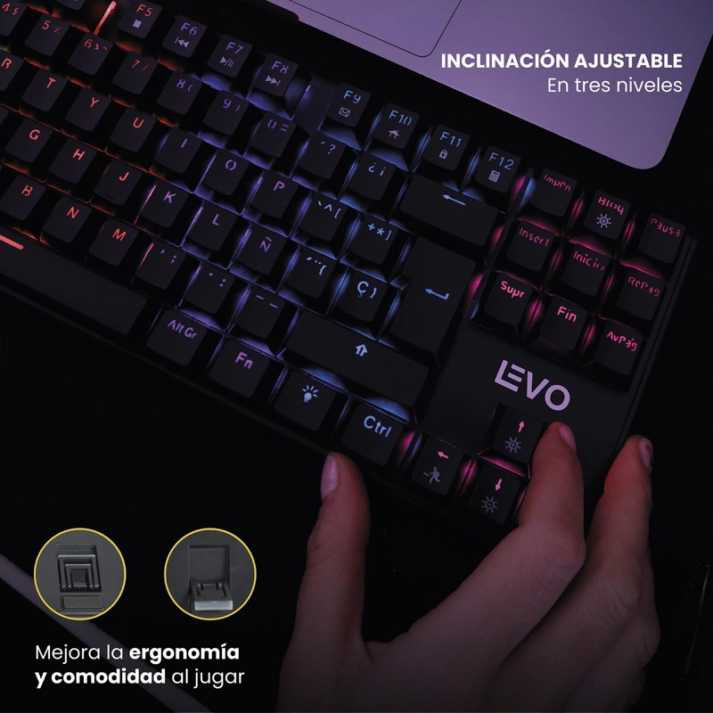 TECLADO GAMER NOVABLADE RED SWITCH MECANICO ESPAÑOL RGB LEVO - 7