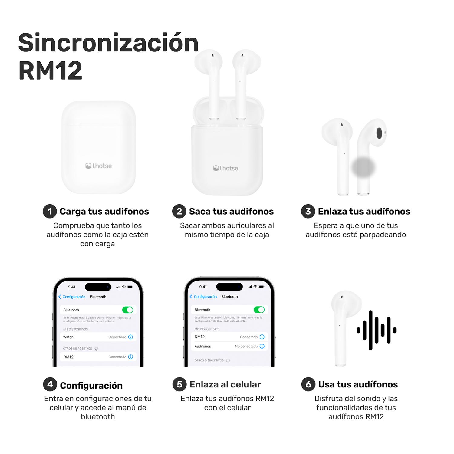 AUDÍFONOS LHOTSE BLUETOOTH INALÁMBRICO RM12 BLANCO - 9