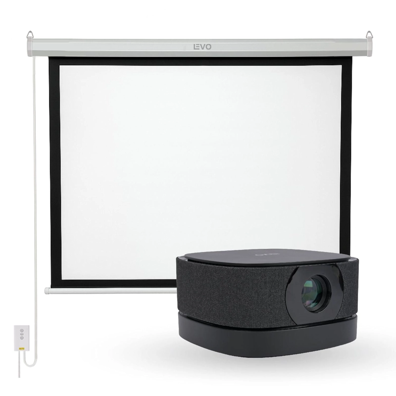 PROYECTOR PORTATIL LUMIX 9000LM + TELON ELECTRICO 60' LEVO - 1