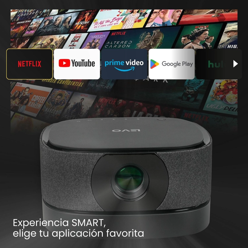 PROYECTOR PORTATIL LUMIX 9000LM + TELON ELECTRICO 60' LEVO - 4