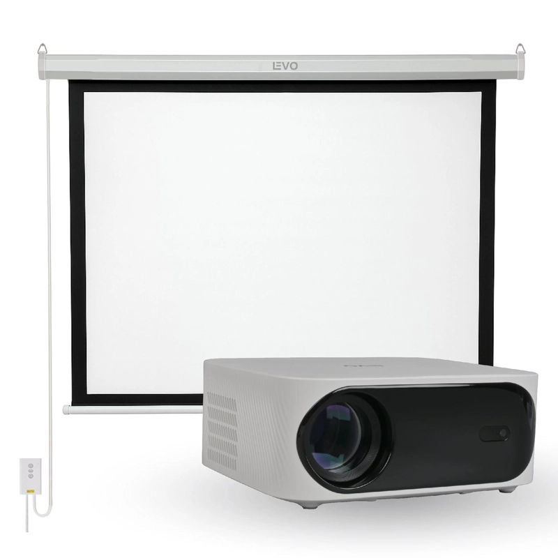 PROYECTOR PORTATIL ORION 12000LM + TELON ELE CTRICO 80' LEVO