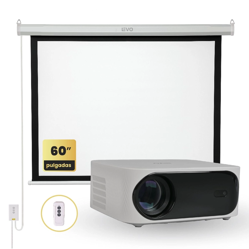 PROYECTOR PORTATIL ORION 12000LM + TELON ELE CTRICO 60' LEVO - 5