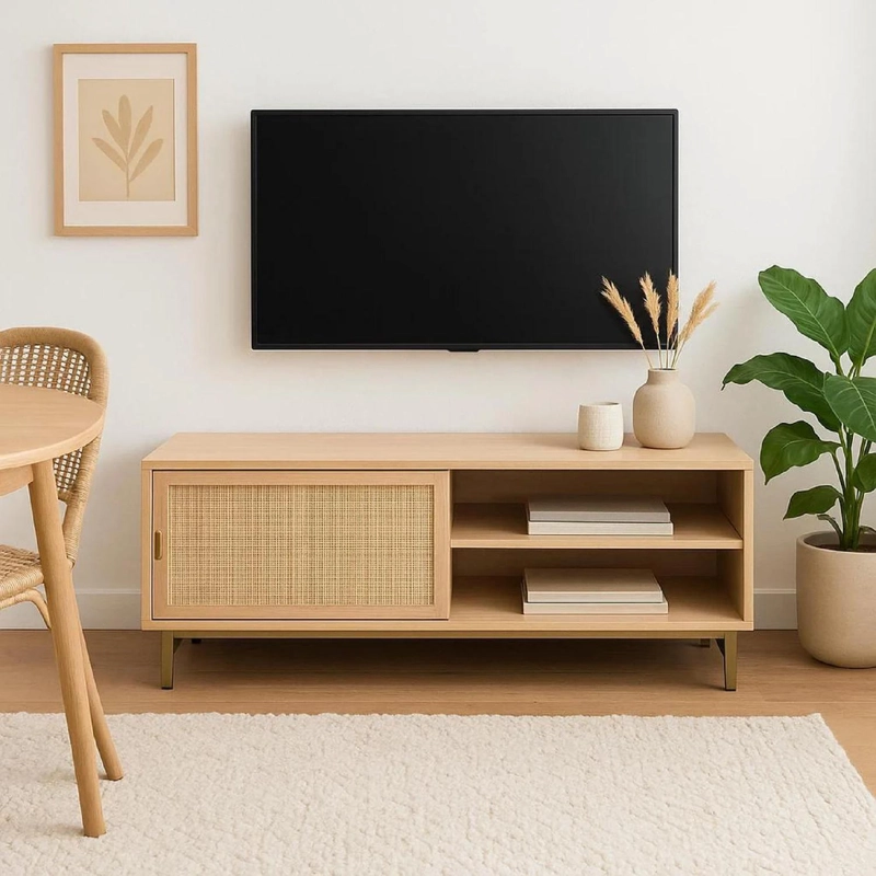 RACK PARA TV CON PUERTA DE JUNCO DISEÑO NATURAL ATMOSPHERA - 6