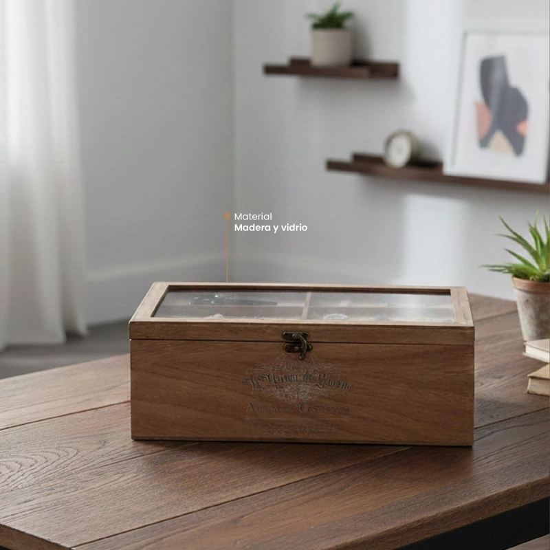 COSTURERO DE MADERA ORIA CON TAPA DE VIDRIO ATMOSPHERA - 3