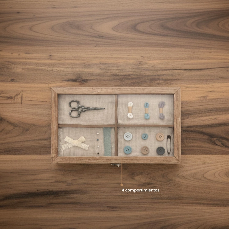 COSTURERO DE MADERA ORIA CON TAPA DE VIDRIO ATMOSPHERA - 4