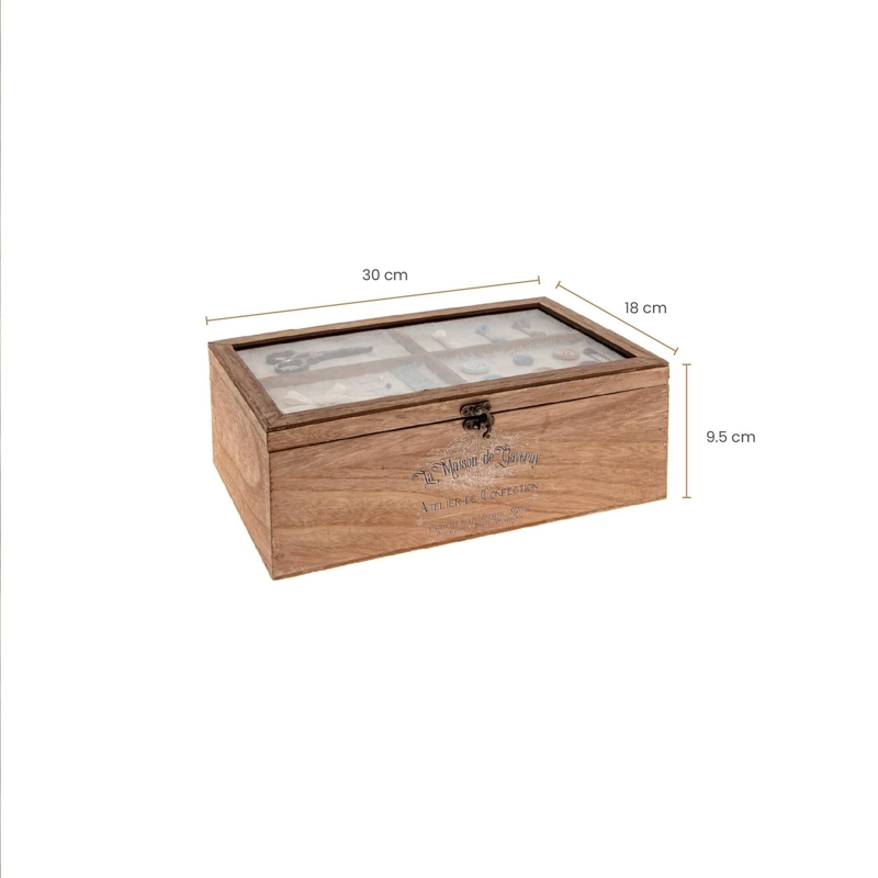COSTURERO DE MADERA ORIA CON TAPA DE VIDRIO ATMOSPHERA - 5