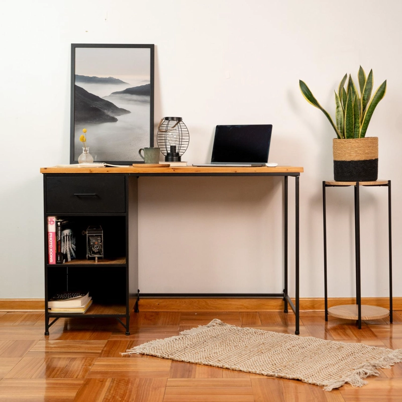 ESCRITORIO ESTILO INDUSTRIAL CON CAJON Y REPISAS 5FIVE - 6