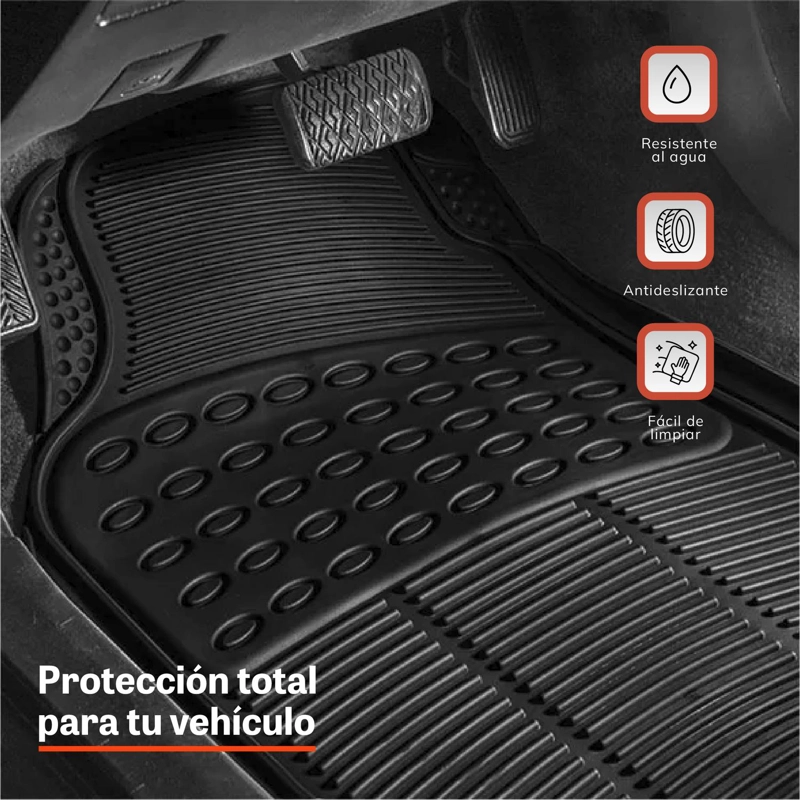 ALFOMBRA PISO DE GOMA PARA AUTO UNIVERSAL 4 PIEZAS XROAD - 3