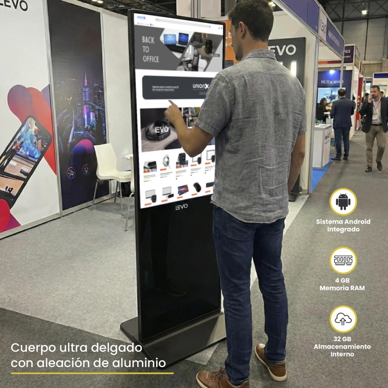 PANTALLA TOTEM PUBLICITARIO 50' TOUCH ANDROID WIFI USB LEVO - 4