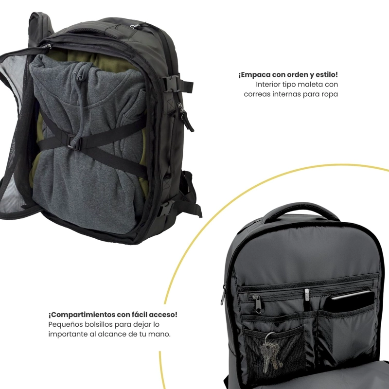 MOCHILA VIAJE IMPERMEABLE NOTEBOOK 30L AEROSUITE NEGRO LEVO - 3