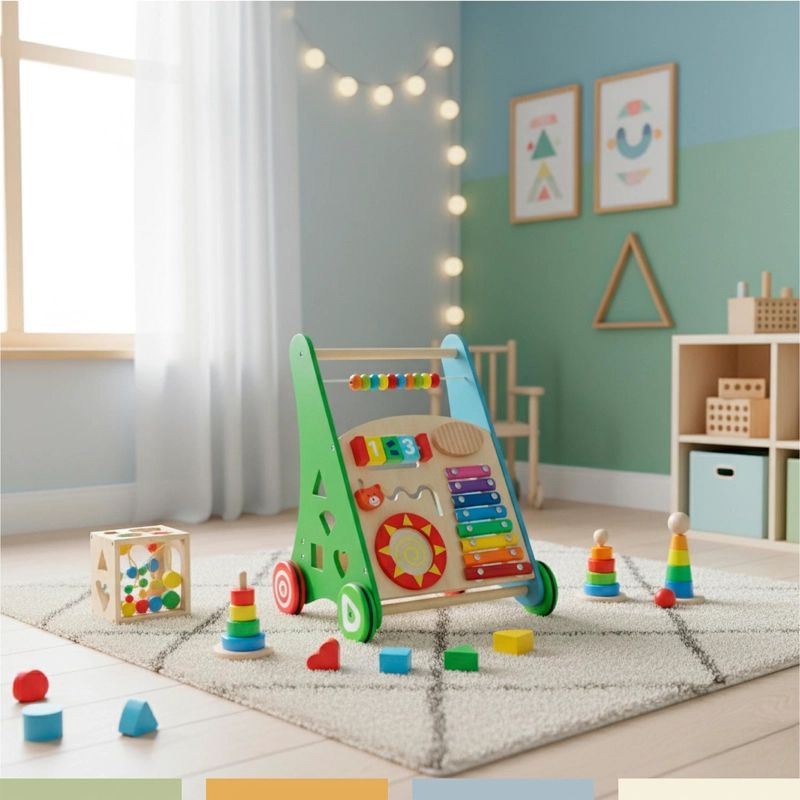ANDADOR CORREPASILLOS BEBE DIDACTICO MADERA BANDU - 4